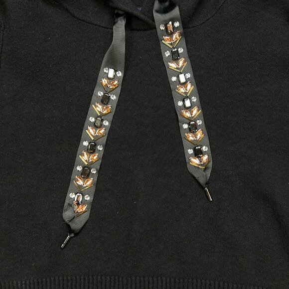 Zara Knit Hoodie Medium Women Gemstone Sparkle Black Soft - Picture 3 of 5